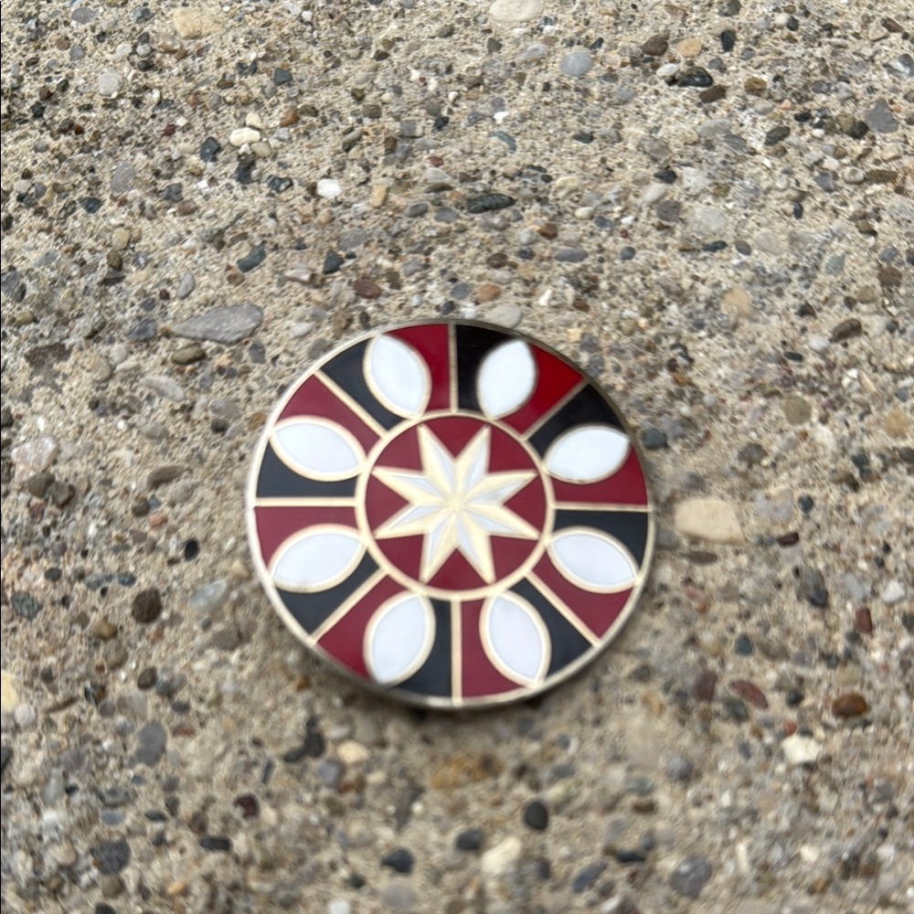 Red and Black Enamel Brooch